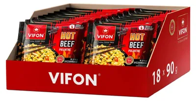 Produktbild von VIFON Hot Beef Instant Nudel Gericht 18x 90g - Rindgeschmack scharf