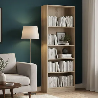 Produktbild von Bücherregal Abelarda, Büroregal, Mobiler Buchhalter, Bücherbrett, 79x27 h203 cm, Eiche