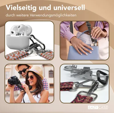 Produktbild von EAZY CASE - Handykette Universal Pad zum Umhängen, kompatibel mit jedem Handy, Kette mit Hülle, Handyband ZigZag Style in Blau