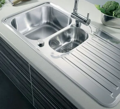 Produktbild von PYRAMIS SPACE MINI 1 1/2B 1D 1,5 Becken Spüle aus Edelstahl / Ausschnittsmaß 940 x 460 / Edelstahlspüle / Edelstahl-Spüle