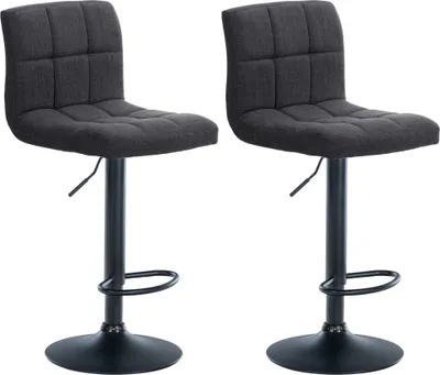 Produktbild von CLP 2er Set Barhocker Calma Stoff drehbar und höhenverstellbar - Farbe: dunkelgrau, Gestellmaterial: Metall matt schwarz