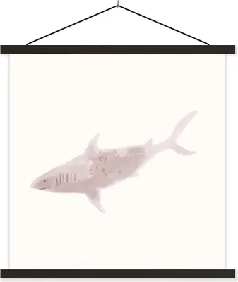 Produktbild von MuchoWow® Textilposter Haie - Meer - Aquarell 40x40 cm mit schwarzem Rahmen - Fotos