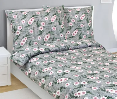 Obrázek produktu pro Povlečení bavlněné - Šedá,růžová,zelená - 140x220, 70x90