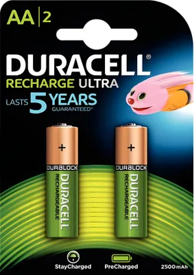 Produktbild von Duracell Akku StayCharged 2 x Mignon 2,4 Ah, Wiederaufladbarer Akku, AA, 2 Stück(e), 2400 mAh, Mehrfarbig, 85 mm