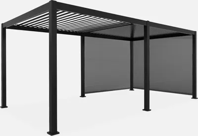 Produktbild von sweeek - Pergola mit Lamellendach Triomphe 3x6m mit 2 Markisen 3m - Anthrazit