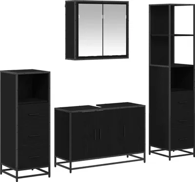 Immagine prodotto di vidaXL Set di mobili da bagno 4 pezzi in rovere nero a base di legno