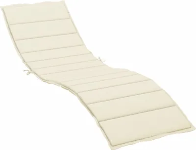 A cream-colored chaise lounge cushion on a white background.
