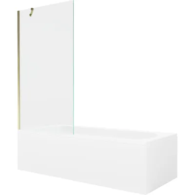 Image de Mexen Vega baignoire rectangulaire 180 x 80 cm avec 1 porte écran 90 cm, Transparent, or - 550118080X9509000050