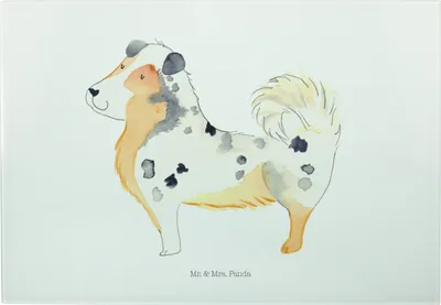 Produktbild von Mr. & Mrs. Panda schneidbrett Hund Australien Shepherd - Weiß - Geschenk, Spruch, Servierplatte, Schneidebrett, Frühstücksbrett, Glas, jausenbrett, Sprüche, Hackbrett
