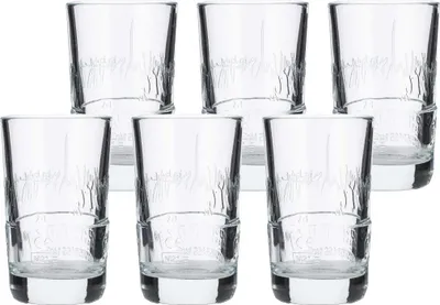 Produktbild von 6x Grasovka Vodka Schnapsgläser 4cl - Set kurze Konturglas Stamper, robust & stilvoll