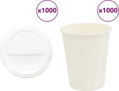 Obrázok produktu pre papierové šálky na kávu s viečkom 1000 ks 8oz 200ml