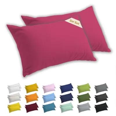 Produktbild von Lavea® 2er Set Kissenbezug 40x80 cm, 100% Baumwolle Jersey, YKK-Reißverschluss, Koralle