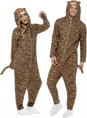 Produktbild von Tiger Onesie Uni als Tierkostüm mit Reißverschluss für Fasching Größe: L