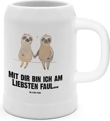 Produktbild von Mr. & Mrs. Panda Seidel Faultier Pärchen - Weiß - Geschenk, Deko, Krug, Faultiere, Keramikkrug, Bier, Liebe, Steinkrug, Liebespaar, Humpen
