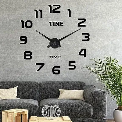 Immagine prodotto di orologio da parete 3D - Premium - Moderno di grandi dimensioni - da 60 a 100 cm - Nero