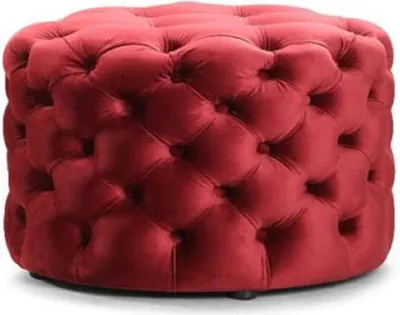 Produktbild von Casa Padrino Luxus Chesterfield Fußhocker Rot Ø 80 x H. 48 cm - Runder Sitzhocker - Chesterfield Hocker - Chesterfield Wohnzimmer Möbel