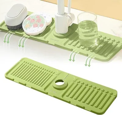 Produktbild von Grüner Silikon-Ablaufteller für Wasserhahn und Spüle