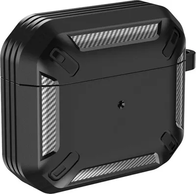 Image de Étui pour AirPods 3 prenant en charge la charge sans fil, étui de protection avec porte-clés, noir