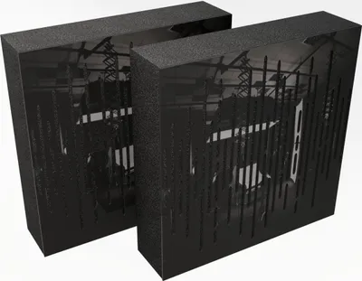 Produktbild von 2er-Pack - AbFuser Schallabsorption-Diffuse Akustikplatte | 50 x 50 cm | Farbe: (Schwarzer Glanzkunststoff, VELAR (150 mm))
