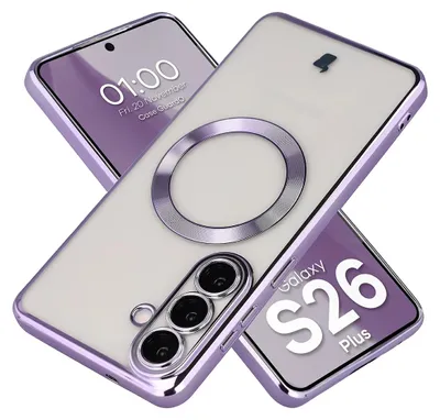 Produktbild von Handyhülle mit Kameraschutz und Magnetring für Galaxy S26 Plus, Bizon Case GuardO, Transparent-Violet