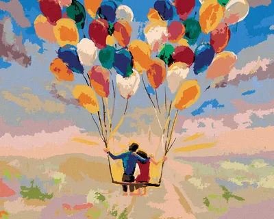 Produktbild von Zuty - Malen nach Zahlen - FLIEGENDES PAAR MIT LUFTBALLONS, 40x50 cm, ohne Keilrahmen