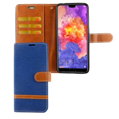 Image de Étui de protection pour téléphone Huawei P20 Pro, pochette, coque, avec porte-cartes, bleu