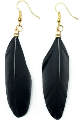 Produktbild von Feder Ohrringe Miniblings Hänger Federn Vogelfeder Boho Hippie schwarz