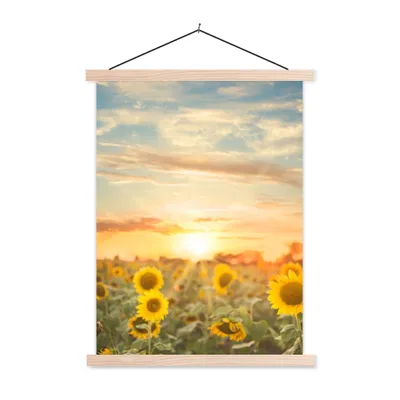 Produktbild von MuchoWow® Textilposter Sonnenblume - Sonne - Blumen 40x53 cm mit holzfarbenen Rahmen - Schlafzimmer