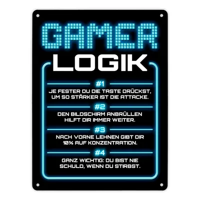 Produktbild von Gamer Logik Metallschild XL in 21x28 cm in blau