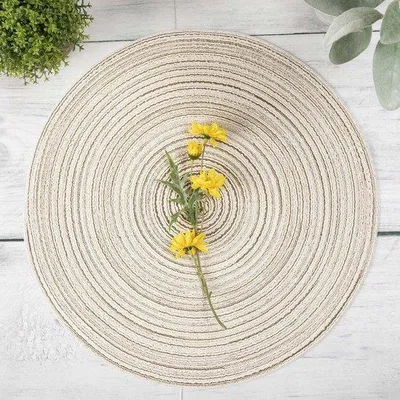 Produktbild von Famanu Platzsets Set aus 6 runden Baumwoll-Platzsets - 38 cm, geflochten, waschbar