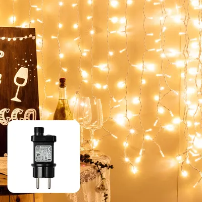 LED-Eislichtvorhang, 48 warmweiße LEDs, 110x63 cm, Indoor