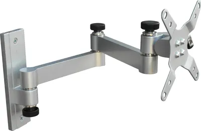 A silver adjustable wall mount for a TV or monitor, shown against a white background.