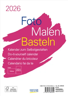 Produktbild von Foto-Malen-Basteln Bastelkalender A5 weiß 2026