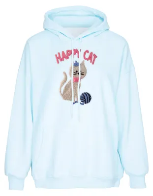 Produktbild von Damen Hoodie Pullover in Größe S, blau, mit Kängurutasche und Kapuze mit Kordelzug