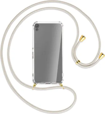 Produktbild von Handykette Backcover-Schutzhülle mit Band (Metall goldfarben) für Sony Xperia XA - broken white