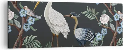 Produktbild von Bild auf Leinwand - Leinwandbild - Einteilig - Asiatisch Reiher Blumen - 140x50cm - Wand Bild - Wanddeko - Wandbilder - Leinwanddruck - Bilder - Wanddekoration - Leinwand bilder - AB140x50-4699