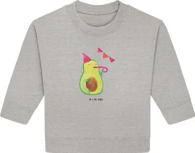 Produktbild von Mr. & Mrs. Panda Organic Baby Pullover Avocado Party 24. - 36. Monat - Heather Grey - Geschenk, Happy Birthday, Geburtstag, Avocados, Bullover