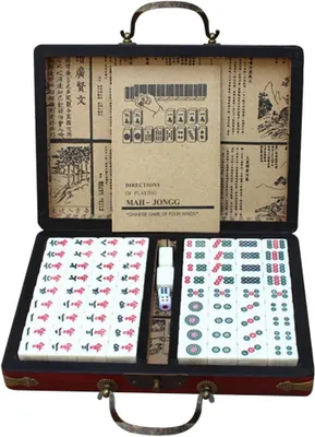 Productafbeelding van Mahjongset draagbaar chinees speelgoed met doos grote - Tegels Voor Volwassenen Kleur Zwart Lange Zomer