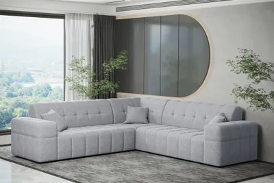 Produktbild von Ecksofa Designersofa NANCY in Stoff Neve Hellgrau Seite Universal