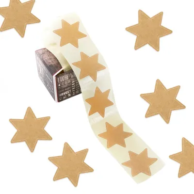 Produktbild von 200 Sterne Aufkleber auf Rolle - in Kraftpapier-Optik braun