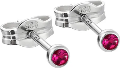 Produktbild von Paar Ohrstecker Silber 925er 2,50mm Zirkonia Rot Damen Herren Kinder 6650