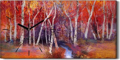 Produktbild von Wandbild Leinwand Bilder Wanduhr 60x30 Gemälde Abstrakte Wald Bäume Herbst Natur - schwarze Hände