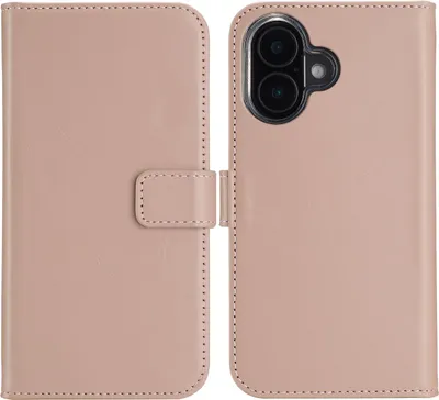 Image de Selencia Bibliothèque en cuir véritable pour l'Apple iPhone 16 - Rose Poussière