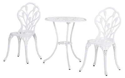 Produktbild von Outsunny Sitzgruppe 3-teilige Essgruppe Balkonmöbel Set 1 Tisch+2 Stühle Alu