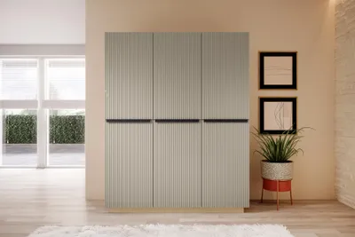 Zdjęcie produktu dla SZAFA UBRANIOWA TRZYDRZWIOWA 150 cm pojemna garderoba 3d 2sz z lamelami