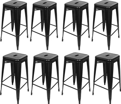 Produktbild von 8er Set Barhocker Metall Bistrohocker Tresenhocker Barstuhl Industry Design schwarz