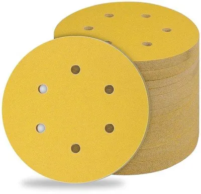 Produktbild von Schuurschijven aus Holz und Metall, 150 mm, 6 Locher, 120 Korngroß, 50 Stück