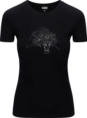 Produktbild von Diarbo Damen T-Shirt mit Aufdruck Wildtierporträts Leopardenkopf Schwarz Gr.XL