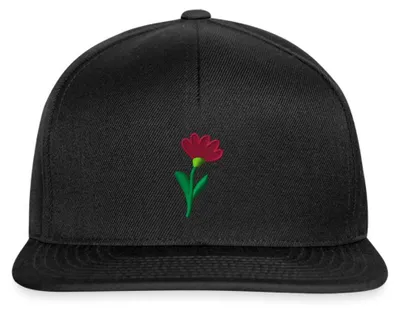 Produktbild von Spreadshirt Rote Blume bestickt Blumen Stick Snapback Cap, One size, Schwarz/Schwarz