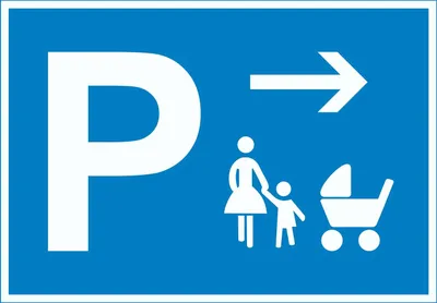 Produktbild von Mutter und Kind Parkplatz Schild mit Richtungspfeil rechts waagerecht A0 (841x1189mm)